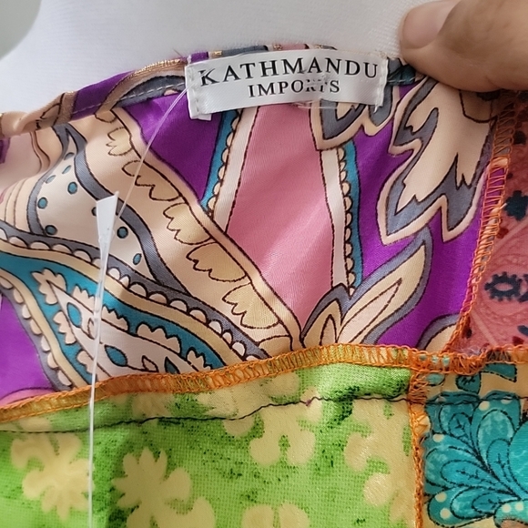 Kantha Cardigan Coat Boho Patchwork India 100% Silk Artsy M/L New - Picture 7 of 7